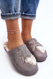 Cozy Shiny Women's Slippers with Heart Design and Fur Lining