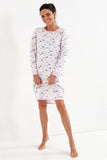 Soft Cotton Nightgown with Cloud Print and Pearl Buttons