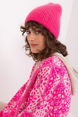 Braided Pattern Winter Warm Hat with Unique Front Design - pink / one-size-fits-all