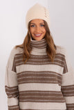 Braided Pattern Winter Warm Hat with Unique Front Application