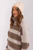 Braided Pattern Winter Warm Hat with Unique Front Application