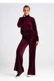 Velour Turtleneck Blouse with Long Sleeves for Women