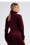 Velour Turtleneck Blouse with Long Sleeves for Women