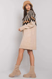Geometric Pattern Long Sleeve Turtleneck Knitted Dress