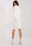 Casual Long Sleeve Ribbed Midi Dress with Stand-Up Collar
