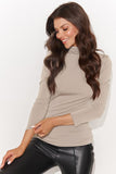 Elegant Women's Turtleneck Blouse with Gold Accent