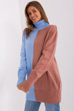 Two-Tone Long Sleeve Turtleneck Sweater for Everyday Wear