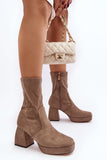 Eco-Suede Ankle Boots with Block Heel and Platform