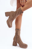 Eco-Suede Ankle Boots with Block Heel and Platform