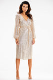 Sequin Envelope Dress with Ties and Additional Belt