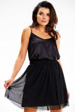Shiny Mesh Mini Skirt with Elastic Waistband