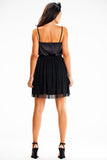 Shiny Mesh Mini Skirt with Elastic Waistband
