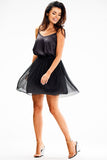 Shiny Mesh Mini Skirt with Elastic Waistband