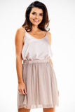 Shiny Mesh Mini Skirt with Elastic Waistband