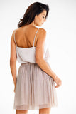 Shiny Mesh Mini Skirt with Elastic Waistband