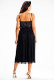 Shimmering Mesh Midi Skirt with Elastic Waistband