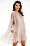 Elegant Shimmering Mesh Dress with Satin Lining