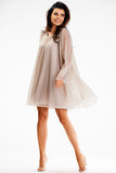 Elegant Shimmering Mesh Dress with Satin Lining