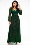 Elegant Maxi Dress with Slit and Glittering Mesh Sleeves