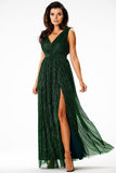 Elegant Maxi Dress with Flared Bottom and Front Slit