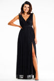 Elegant Maxi Dress with Flared Bottom and Front Slit