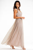Elegant Maxi Dress with Flared Bottom and Front Slit