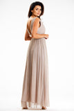 Elegant Maxi Dress with Flared Bottom and Front Slit