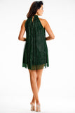 Airy Stand-Up Collar Mesh Dress with Satin Lining