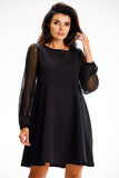 Elegant Mesh Sleeve Classic-Modern Dress