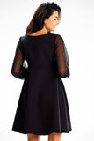 Elegant Mesh Sleeve Classic-Modern Dress
