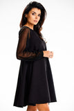 Elegant Mesh Sleeve Classic-Modern Dress