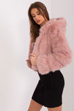 Elegant Women's Transitional Jacket with Hood and Fur Design
