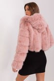 Elegant Women's Transitional Jacket with Hood and Fur Design