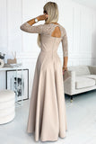 Elegant Lace Maxi Dress with Slit and Beautiful Neckline