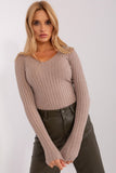 Chic Ribbed V-Neck Women's Sweater for Everyday Style