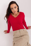 Chic Ribbed Women's Sweater with V Neckline for Everyday Wear
