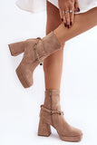Elegant Eco-Suede Women's Boots with Block Heel & Chain Detail