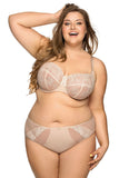 Elegant Beige Soft Bra for Fuller Shapes with Embroidery