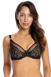 Embroidered Soft Bralette with Unique Deep Neckline Design