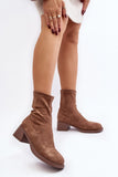 Eco-Suede Women's Slip-On Ankle Boots with Low Block Heel