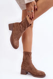 Eco-Suede Women's Slip-On Ankle Boots with Low Block Heel
