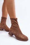 Eco-Suede Women's Slip-On Ankle Boots with Low Block Heel