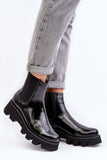 Chic Insulated Leather Boots with Flat Heel and Platform