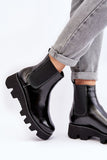 Chic Insulated Leather Boots with Flat Heel and Platform