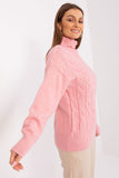 Elegant Turtleneck Sweater with Variegated Weave Texture