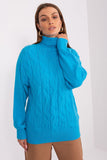 Elegant Turtleneck Sweater with Variegated Weave Texture