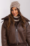 Warm Women's Cashmere Beanie with Rhinestone Detail