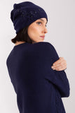 Warm Knit Women's Winter Hat with Decorative Applique