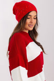 Warm Women's Winter Knit Hat with Decorative Applique