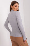 Elegant Ribbed Casual Sweater with Stand-Up Collar